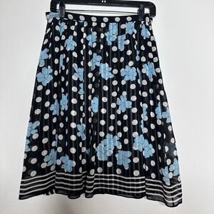 VTG Womens 100% Silk Polkadot Floral Skirt Midi Size 8 90s Whimsical Lightweight